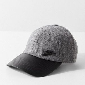 Nike hat leather brim grey fabric.